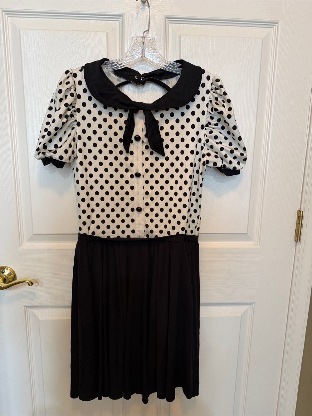 Weissman Black & White Polka Dot Dress with Peter Pan Collar
